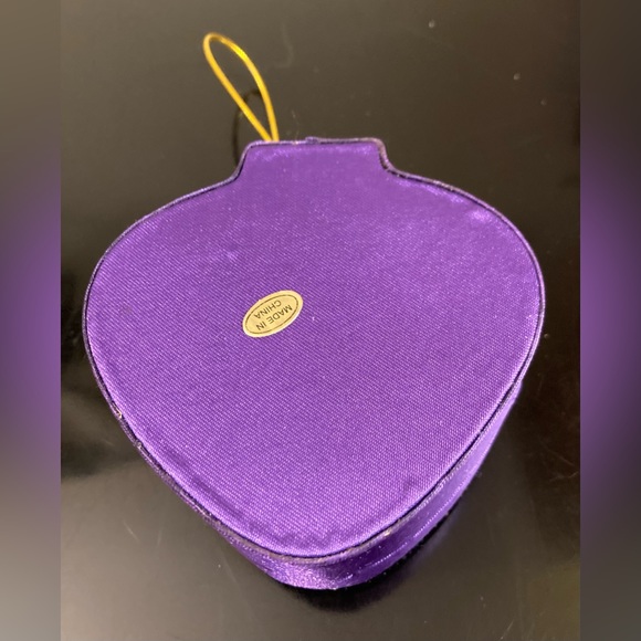 Sparkly Purple Heart Shaped Satin Trinket Box Ornament Size 3.5 x 3.5 x 2 - Picture 6 of 6